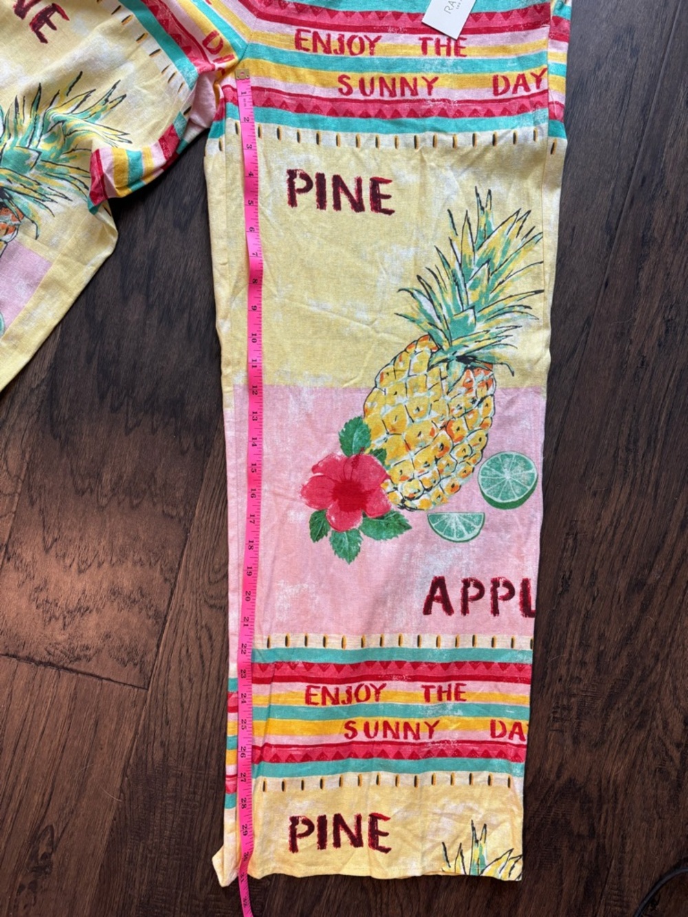 NEW NWT Rachel Zoe Pink & Yellow Tropical Print Wide Leg Linen Blend Pants - Picture 9 of 9